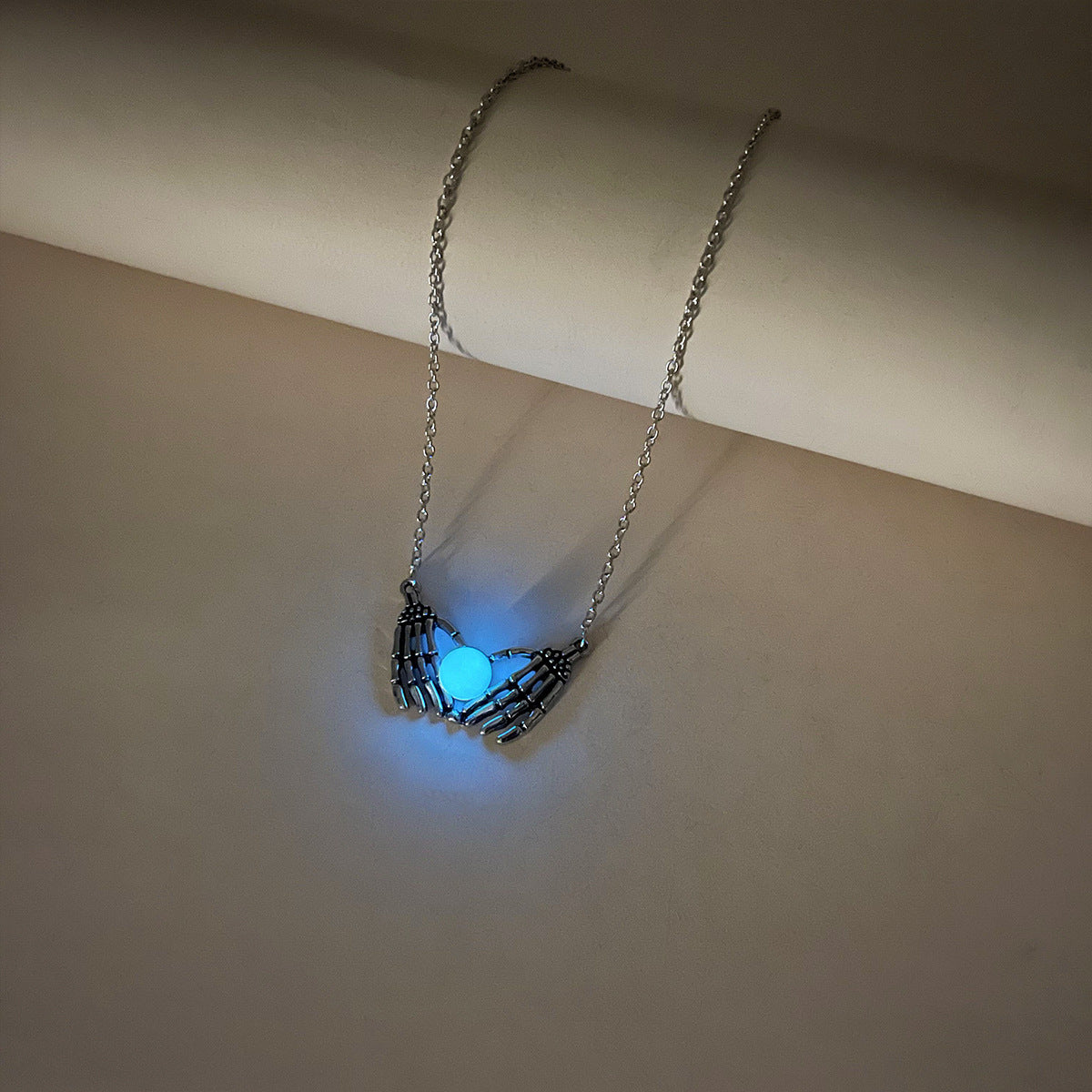 Glowing Skull Heart Necklace