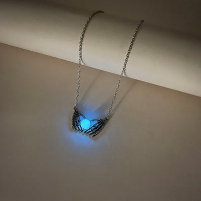 Glowing Skull Heart Necklace