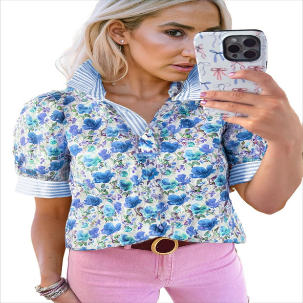 Breezy V-Neck Print Shirt