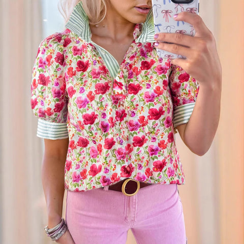 Breezy V-Neck Print Shirt