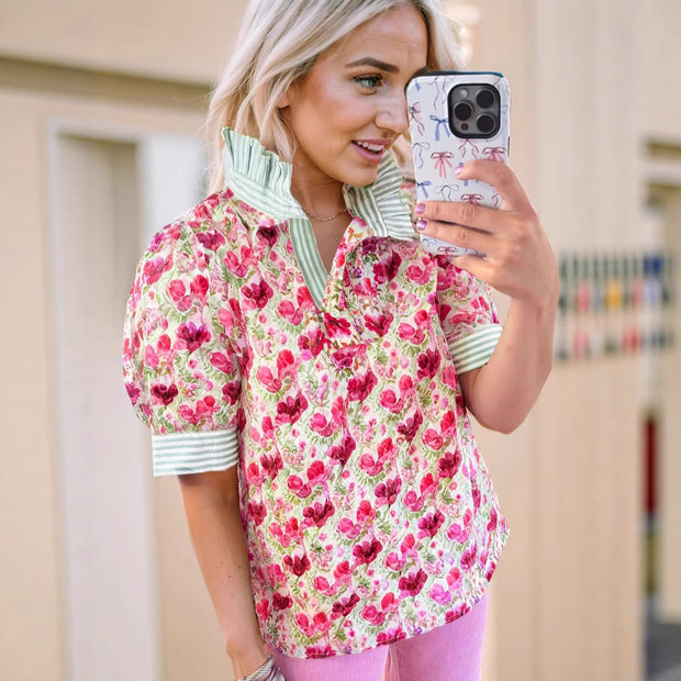 Breezy V-Neck Print Shirt