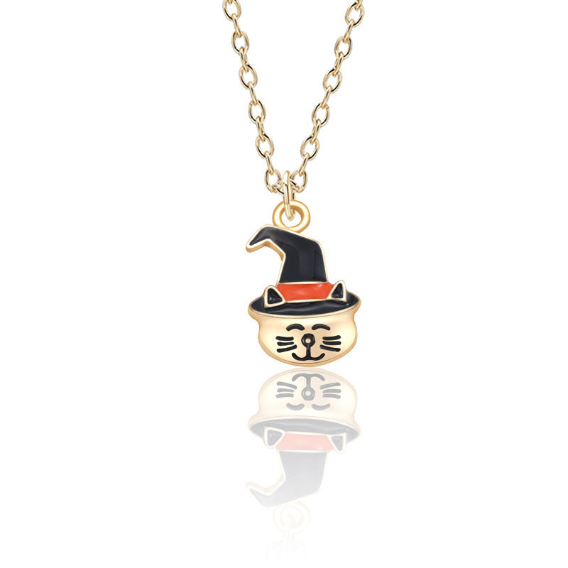Pumpkin Cat Halloween Necklace
