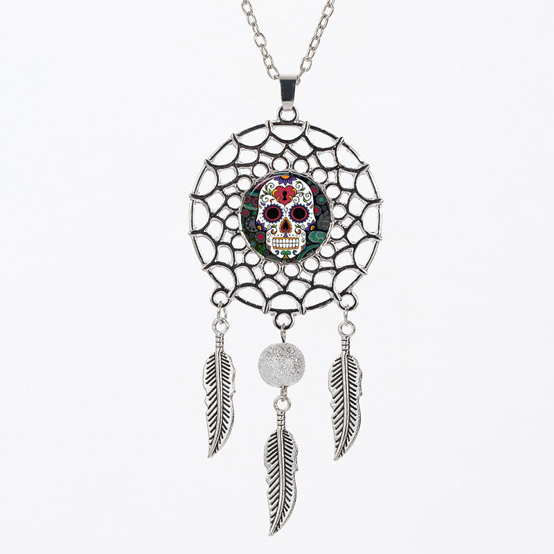 Sugar Skull Dreamcatcher Necklace