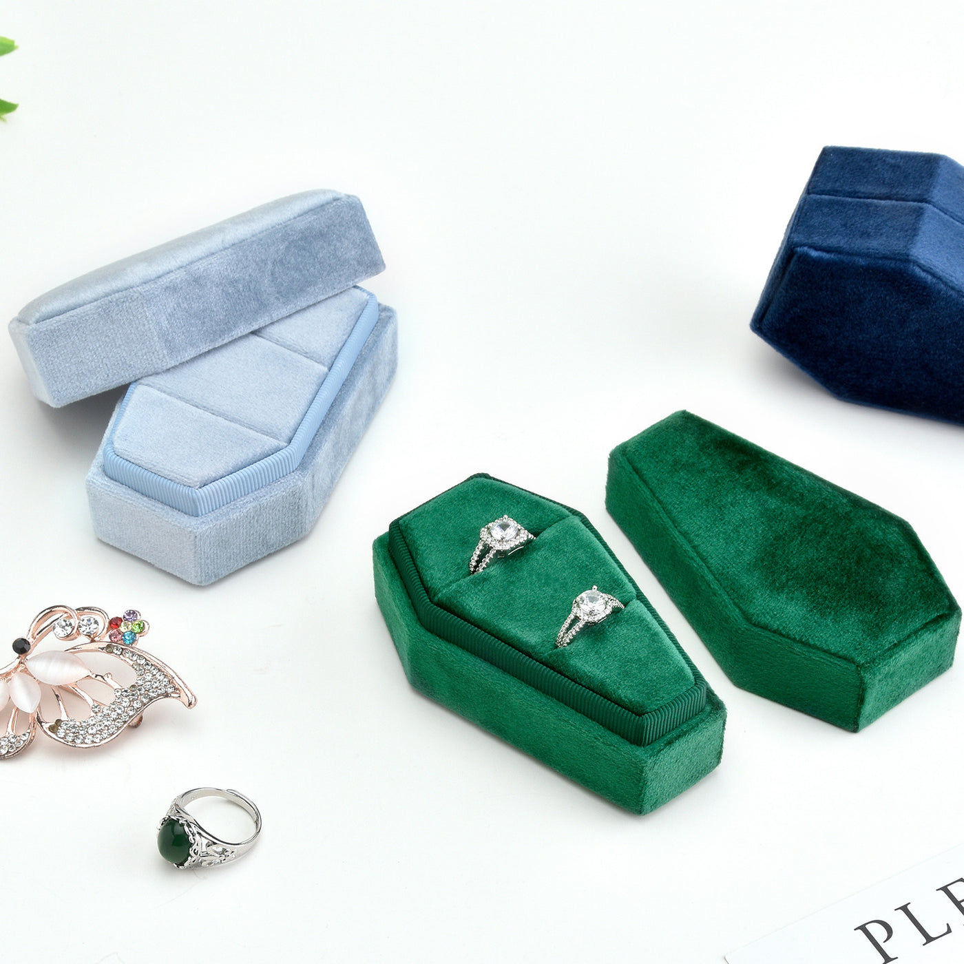 Velvet Coffin Jewelry Box
