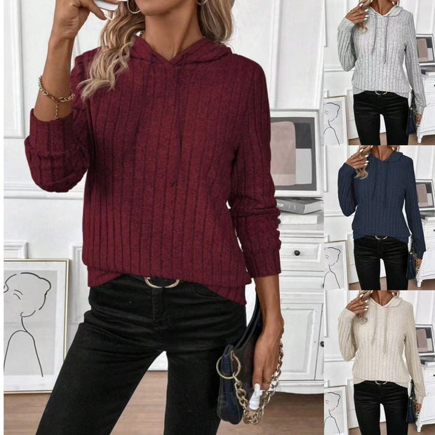Ribbed Stripe Hoodie Sweater