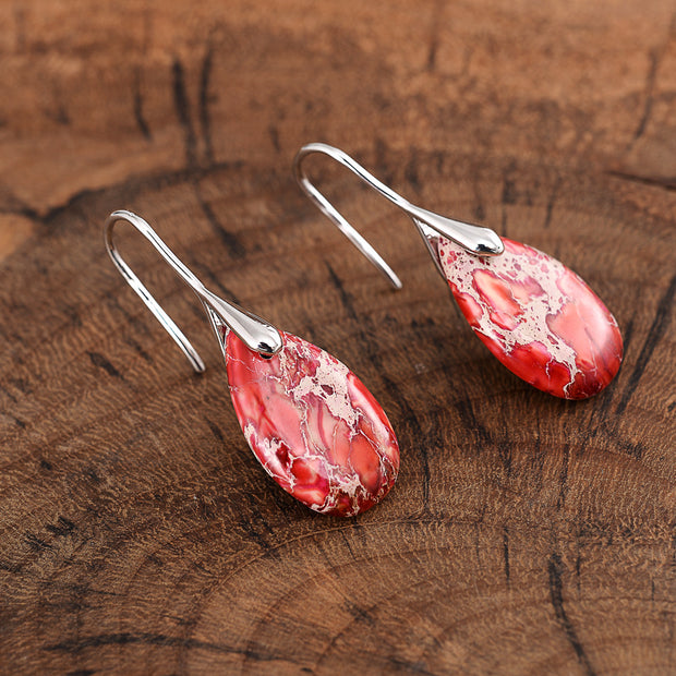 Red Stone Drop Earrings