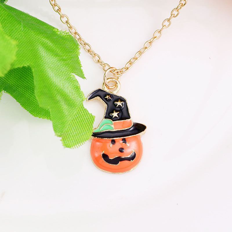 Pumpkin Cat Halloween Necklace