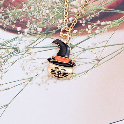 Pumpkin Cat Halloween Necklace