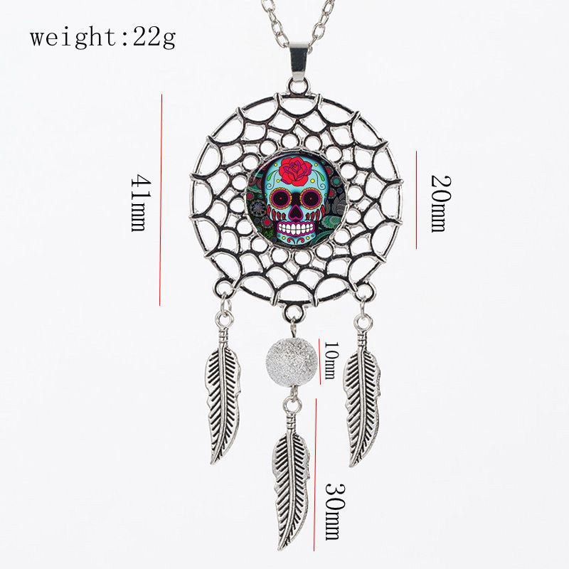 Sugar Skull Dreamcatcher Necklace