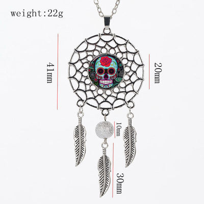 Sugar Skull Dreamcatcher Necklace
