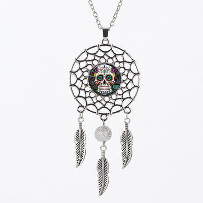 Sugar Skull Dreamcatcher Necklace