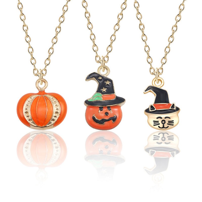 Pumpkin Cat Halloween Necklace