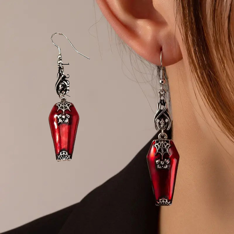 Red Bat & Spider Earrings