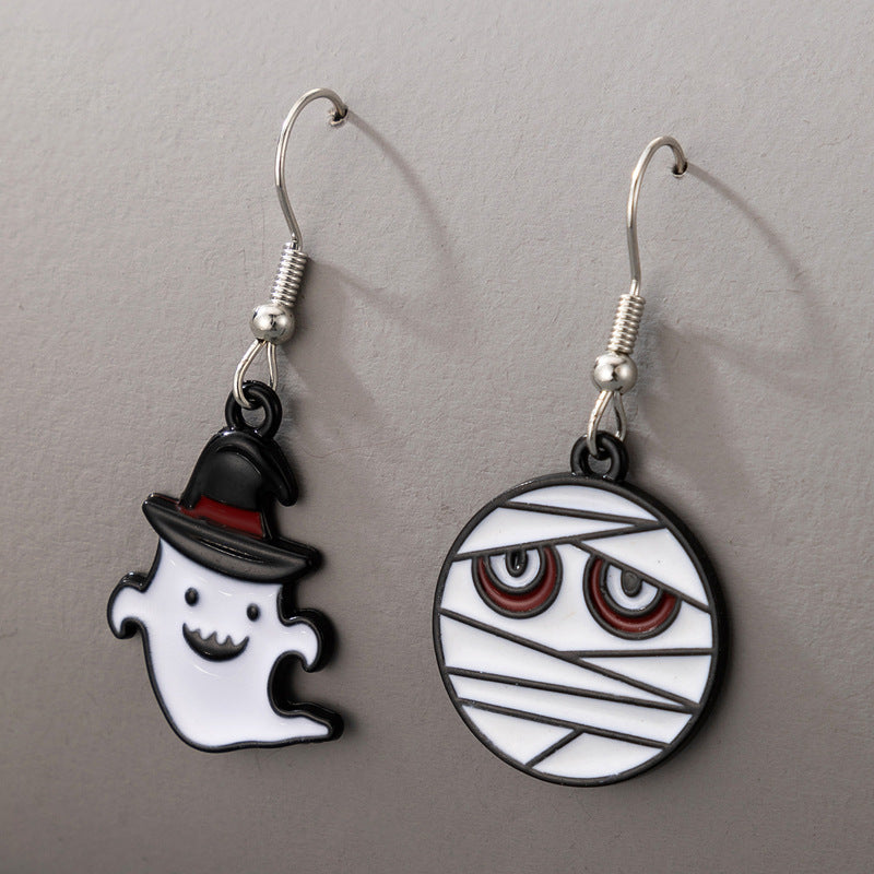 Funny Pumpkin Ghost Earrings