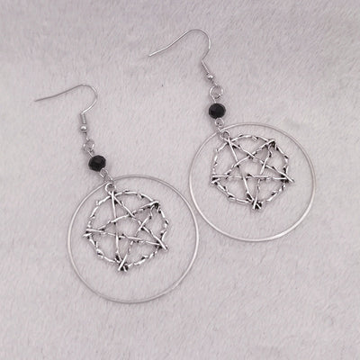 Silver Pentagram Gothic Earrings