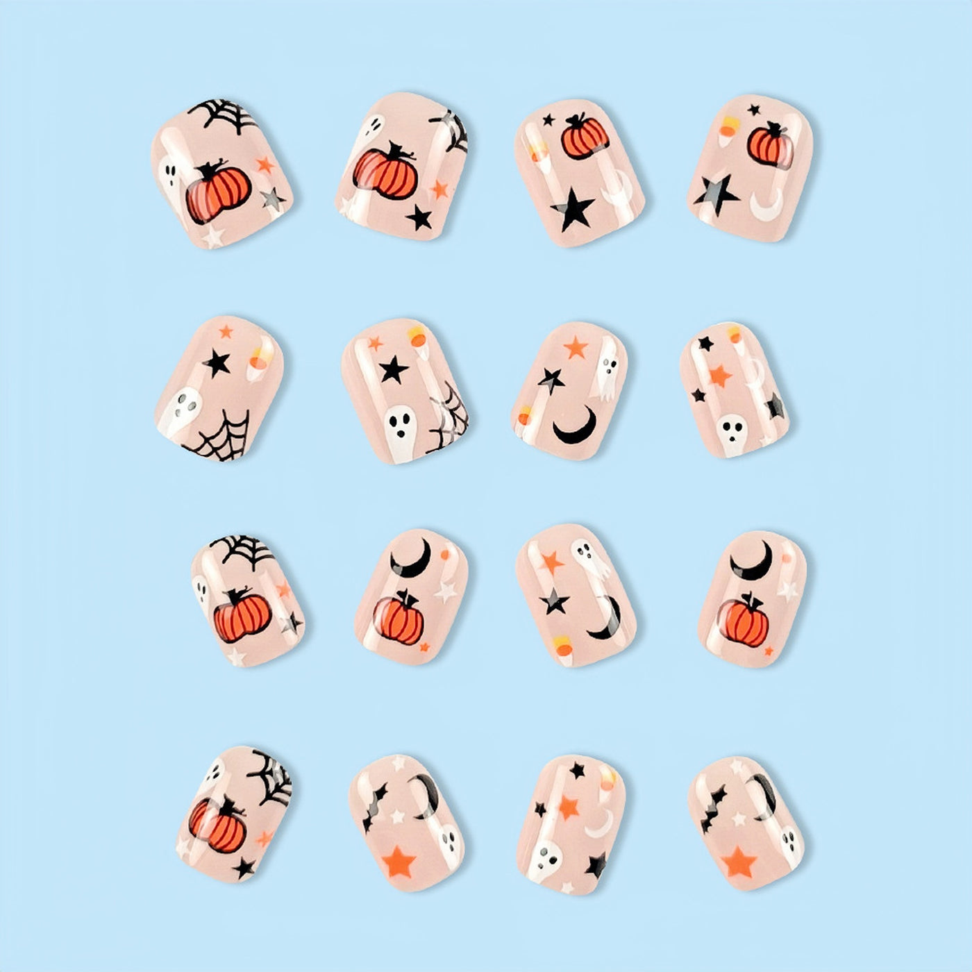 Halloween Pumpkin Cartoon Fake Nail Patch