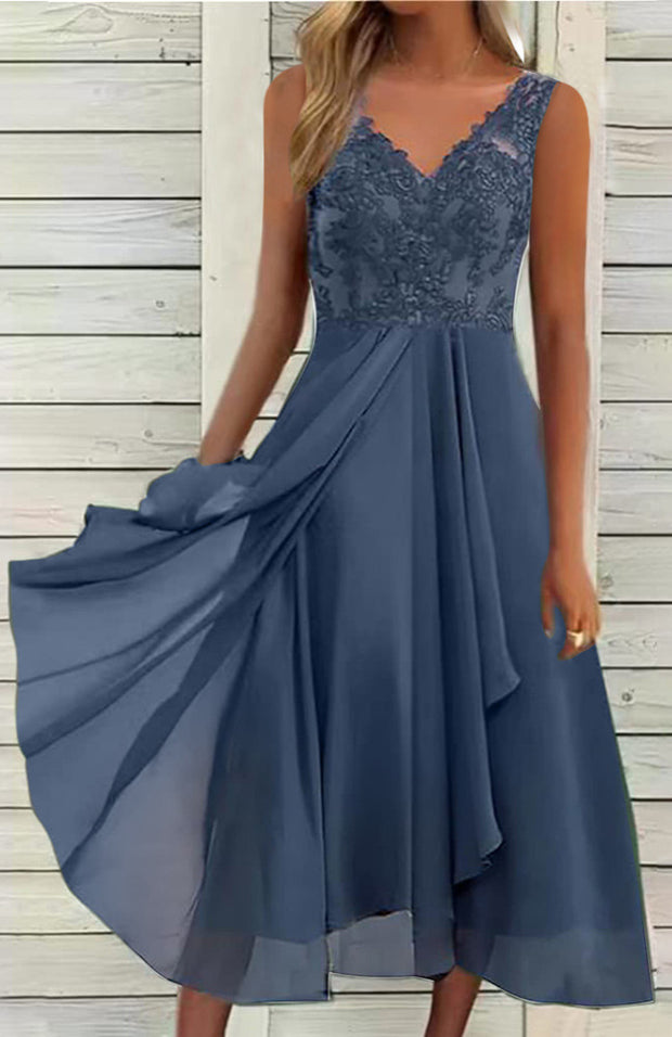 Lace Chiffon Hollow Dress