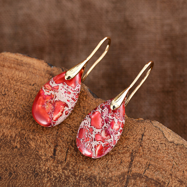 Red Stone Drop Earrings
